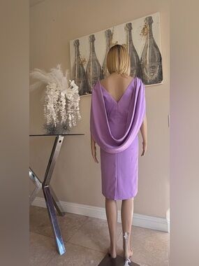 Elegant Lavender Draped Back Sheath Dress